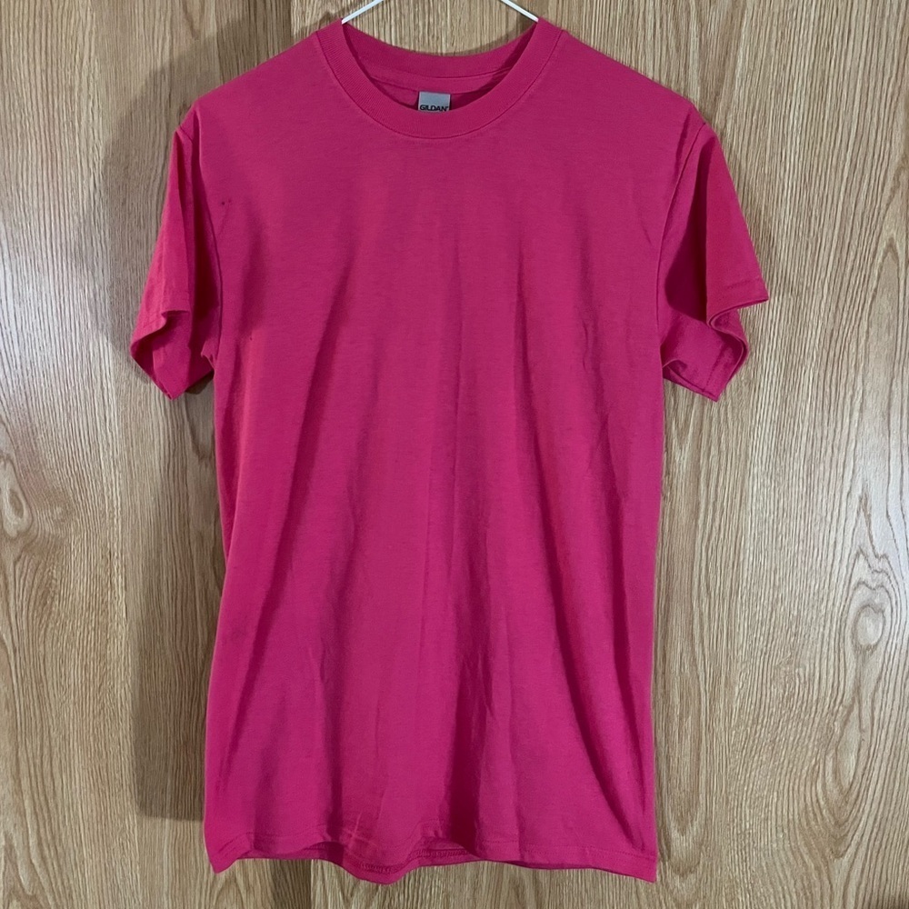Gildan Dark Rose Pink Basic Plain Crew X-Long Tee Top